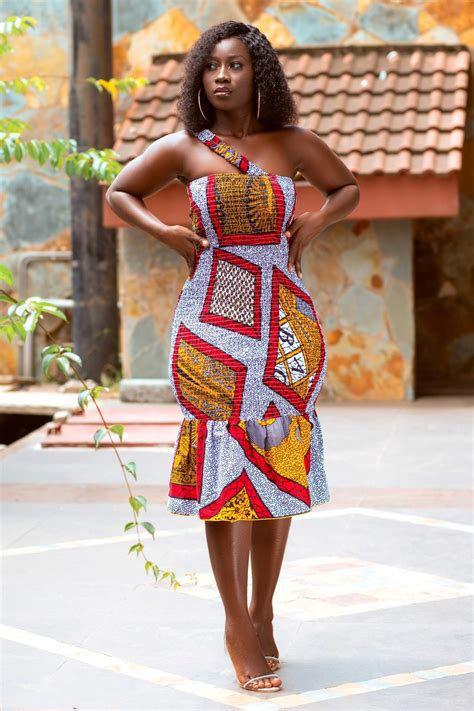 Sepa Elastic African Print Dress By Origin Trends Mid Length Dresses