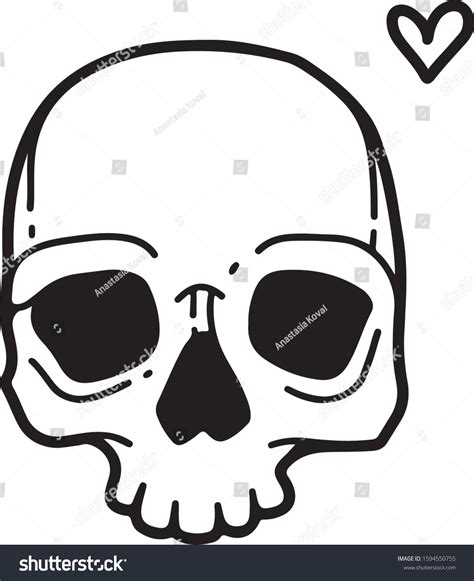 Vector Hand Drawn Illustration Skull Heart Stock Vector Royalty Free