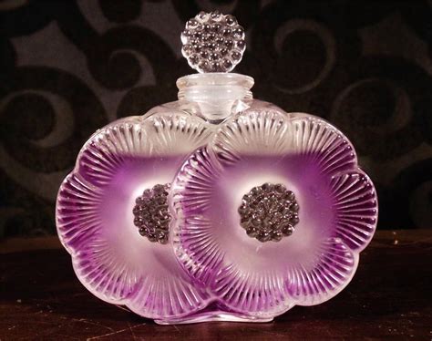 Vintage French Lalique Deux Fleurs Two Flowers Crystal Perfume Bottle