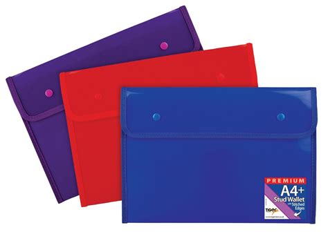 Stud Wallets Organiser Plastic Document Wallets Press Stud Folder