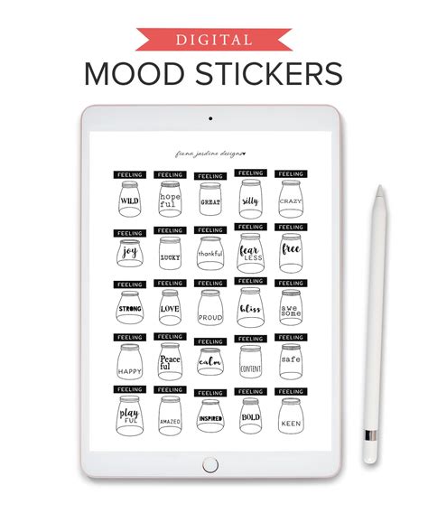 Digital Mood Tracker Stickers For Goodnotes Planner Emotion Etsy