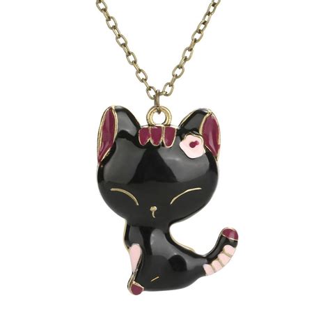 New Lovely Black Cat Crystal Pendant Necklace For Women Girl Best