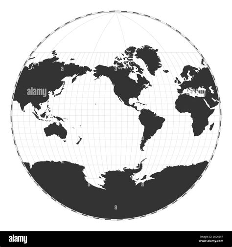 Vector World Map Van Der Grinten Iii Projection Plain World Geographical Map With Latitude And