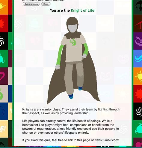 I Did A Quiz On The God Tier Aspect And Got Knight Of Life Im Curious