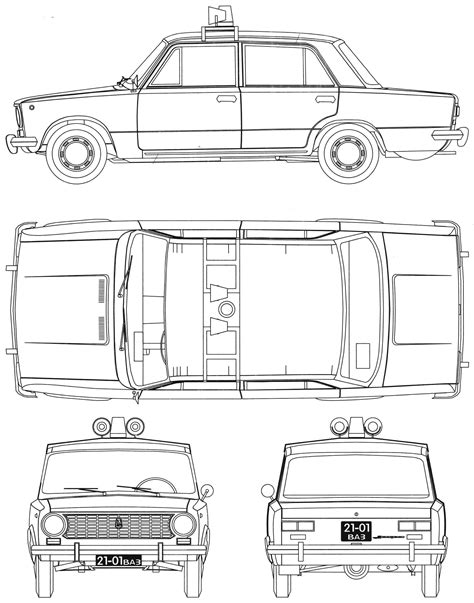 Vaz 2101 Police Car Blueprint Download Free Blueprint For 3d Modeling