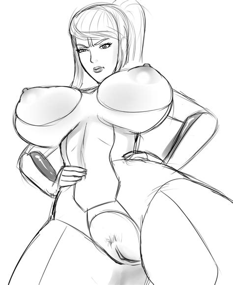 rule 34 female female only gray impact hair huge breasts human lipstick metroid monochrome