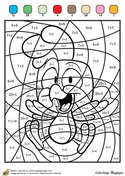 Coloriage Magique Addition à colorier  Dessin à imprimer  Math