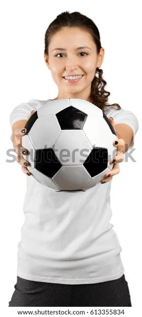 Beautiful Smiling Teenage Girl Soccer Ball Stock Photo 613355834