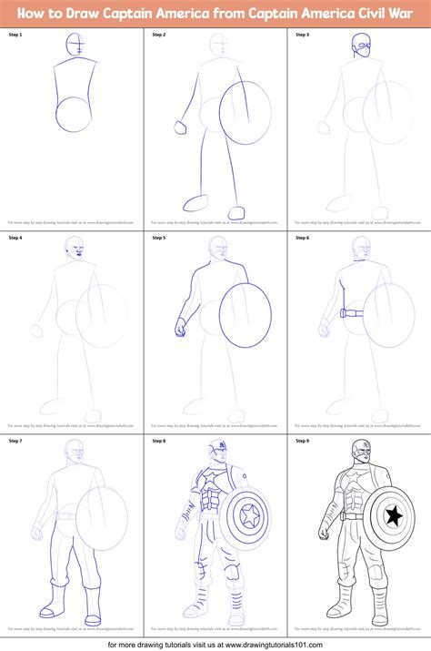How To Draw Captain America From Captain America Civil War Printable