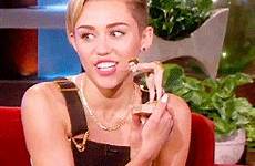 gif miley cyrus ellen tongue face gifs giphy everything has gifer
