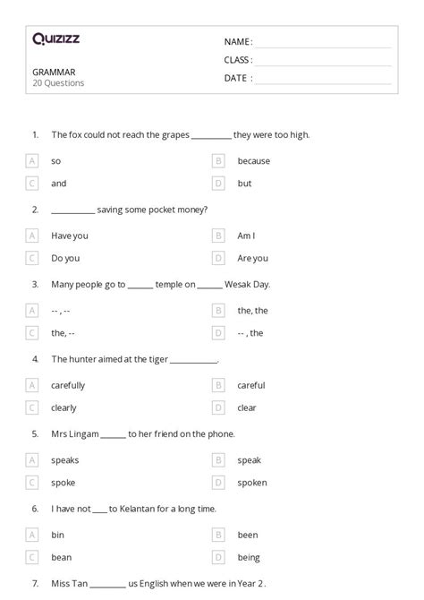 50 Grammar Worksheets For 1st Grade On Quizizz Free And Printable