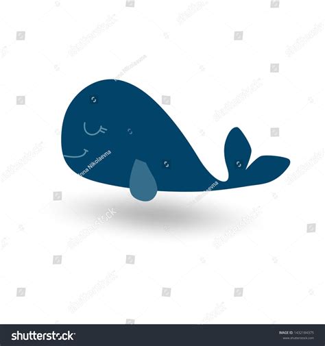Adorable Little Blue Whale Vector Illustration Vector Cute Cartoon