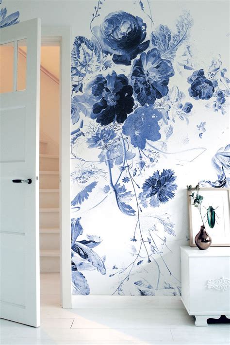 Choose Your Favorite Royal Blue Flower Wall Mural With 8 Sheets For