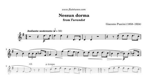 Puccini pdf noten >>> klick auf die noten um reinzuhören <<< noten und playback zum download für verschiedene instrumente bei notendownload blockflöte, querflöte, gesang, keyboard, klavier, klarinette, saxophon, trompete, posaune, violine. Nessun dorma from Turandot (G. Puccini) - Free Flute Sheet ...