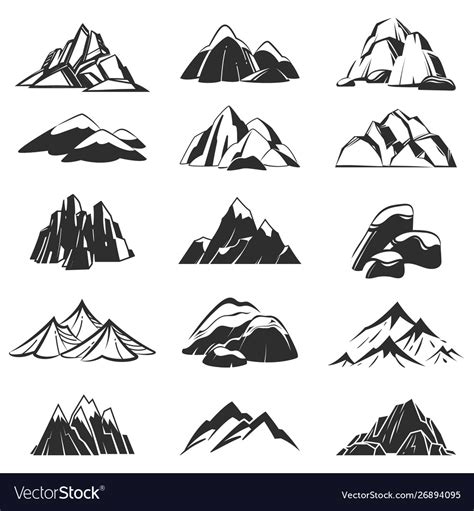 Mountain Symbols Silhouette Mountains With Range Vector Image