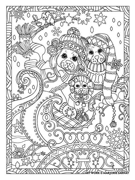 Marjorie Sarnat Dazzling Dogs Holiday Coloring Book Dog Coloring