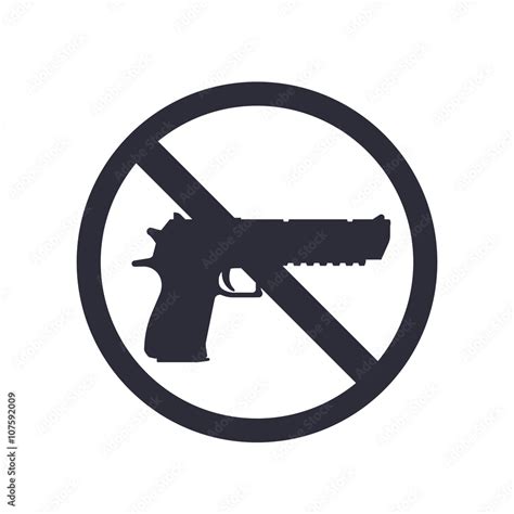 No Guns Sign With Powerful Pistol Gun Silhouette No Weapons Allowed