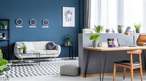 How To Clean Up Your Zoom Background With Canva Dark Blue Living Room