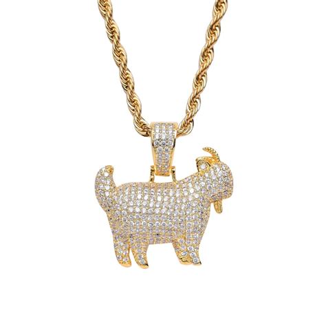 Bnresale Hip Hop Music Gold Silver Full Cz Iced Out Goat Pendant Necklace T For Rappers With