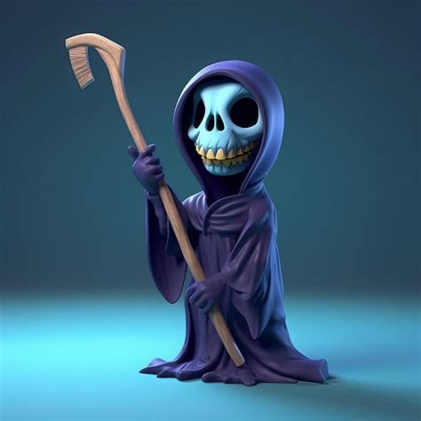 Premium Ai Image Funny Grim Reaper Cartoon Character