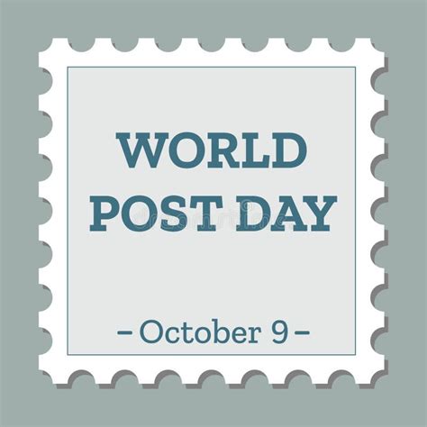 World Post Day 9 October Banner In Empty Stamp Frame Shape Festive