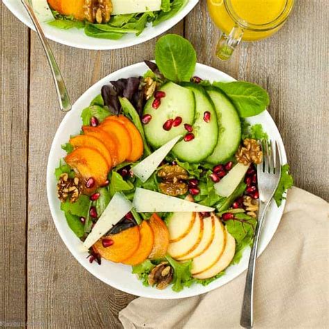 Persimmon Pomegranate Salad With Maple Walnuts Flavour