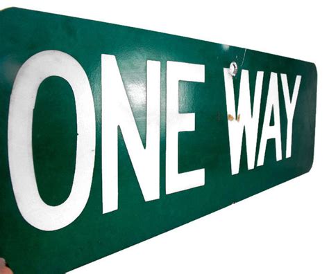 Vintage One Way Sign Original Street Sign Green And White