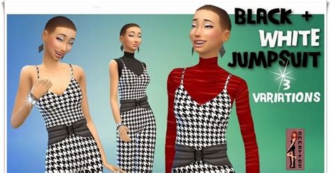 Annetts Sims 4 Welt Jumpsuit Black And White