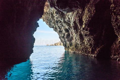 Ocean Cave In Malta With Crystal Clear Water Stock Image Image Of