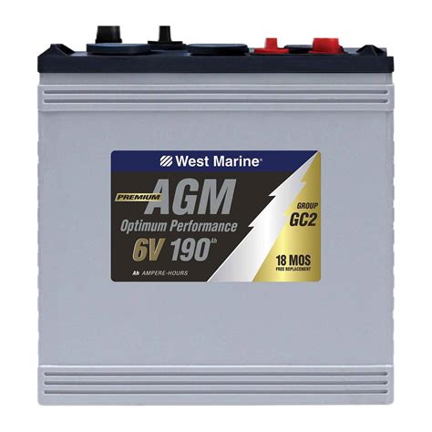 West Marine Dual Purpose Agm Battery 190 Amp Hours 6v Group Gc2