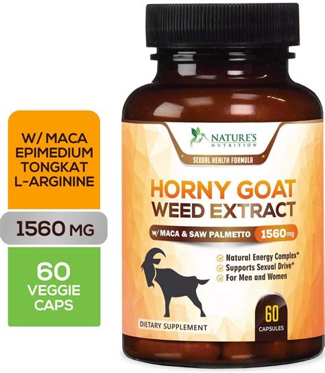 Horny Goat Weed Premium Extract For Men And Women 1560mg With Maca