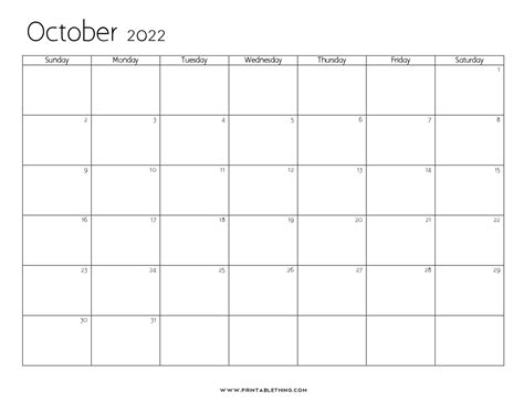 Blank Calendar 2022 October Get Latest News 2023 Update