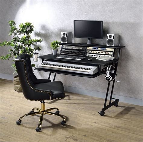 Perfectly fit for every workspace, this suitor music recording studio desk offers style without sacrificing function. Suitor Black Computer Desk 92900-92518 Acme Corporation Office Furniture | Studio desk ...