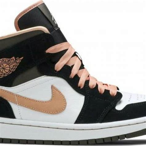 Nike Air Jordan Retro 1 Mid Se Peach Mocha Black Apricot Size 12 Wmns