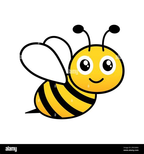 Cute Friendly Bee Cartoon Happy Flying Bee With Big Kind Eyes Insect