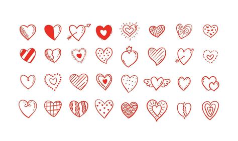 Set Of Hand Drawn Hearts 23802979 Vector Art At Vecteezy