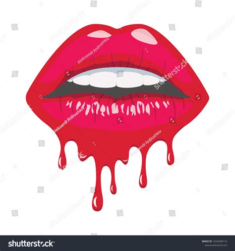 Red Dripping Female Lips Lipstick Drips Stock Vector Royalty Free Shutterstock