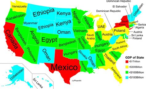 Map Us State Gdp Compared To Other Countries