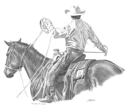 Horse And Cowboy Drawing at PaintingValley.com | Explore collection of
