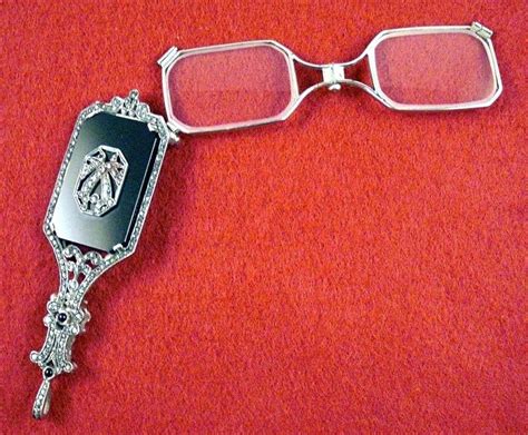 Vintage Lorgnette Opera Glasses Silver Tone Marcasite Onyx And Jeweled Vintage Glasses