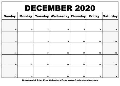 It's an ideal to use calendar both in the official and personal usage of. Free Printable December 2020 Calendars