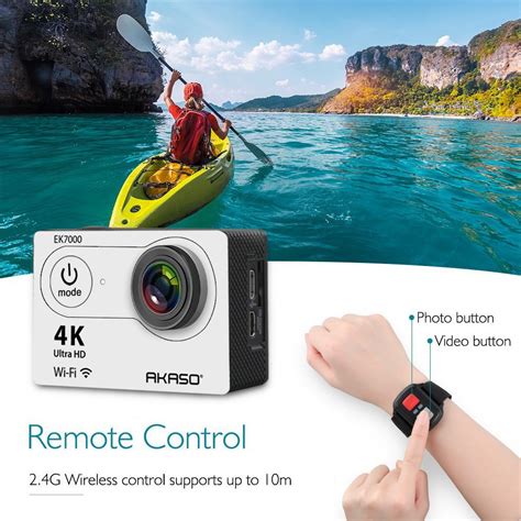 Akaso Ek7000 4k Hd 1080p Sports Action Caméra Wifi étanche Lcd écran Dv