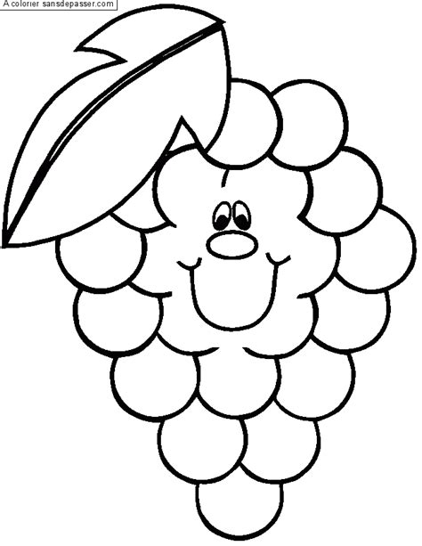 Le site coloriagesacolorier.com propose un choix de plusieurs centaines de coloriages que vous pouvez imprimer gratuitement pour que vos enfantsw puissent les colorier par la suite. Coloriage Raisin et feuille de vigne - Sans Dépasser