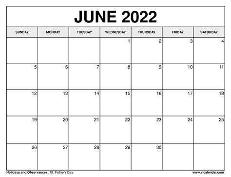 Printable June 2022 Calendar Templates With Holidays Vl Calendar