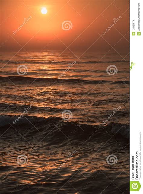 Beatiful Red Sunset Over Sea Surface Stock Photo Image Of Sunset