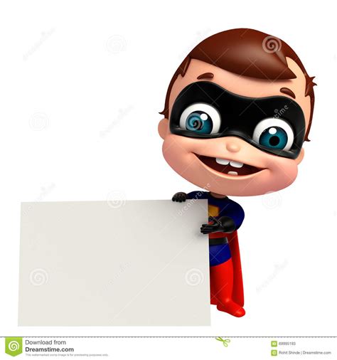 3d Rendered Illustration Of Superbaby With White Board Stock