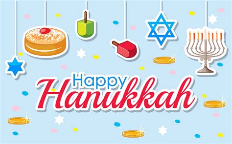 Happy Hanukkah Poster Design With Desserts And Ornaments 448626 Vector