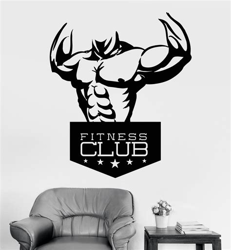 Vinyl Wall Decal Fitness Club Gym Athletic Body Bodybuilding Sports St