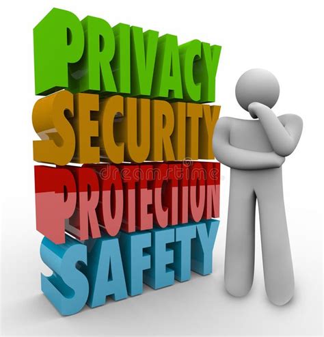 Privacy Security Protection Safety Thinker 3d Words Stock Illustration