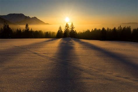 Download Winter Solstice Snowy Landscape And Glittering Stars